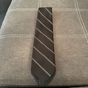Mens Black / Taupe Striped Tie